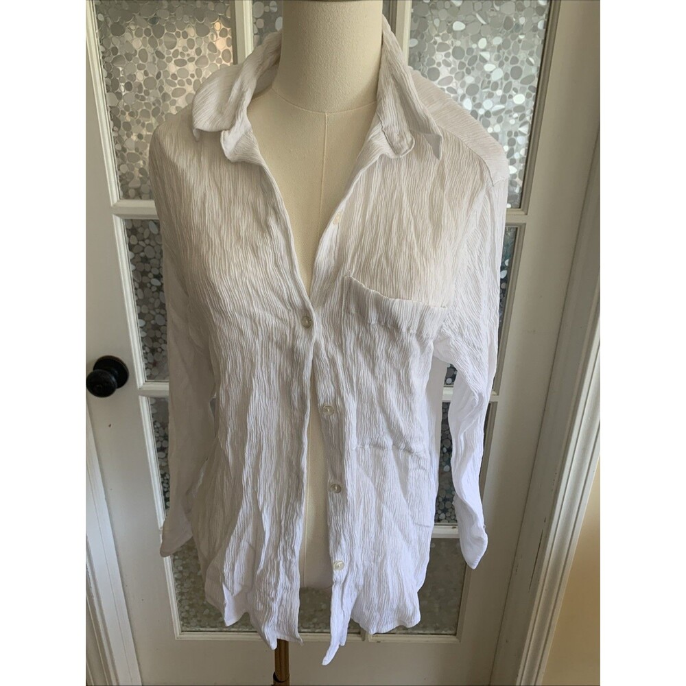 Abercrombie & Fitch Shirt, White Long Sleeve Button Up Oversized  Sz  XS Gauzy
